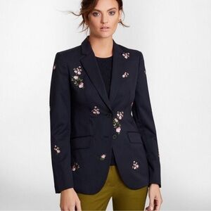 RARE Brooks Brothers Floral Embroidered Stretch Wool Jacket Blazer size 14